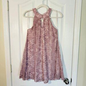 Francesca’s Pink Purple Floral Lace Dress Size Small Summer Resort Vacation